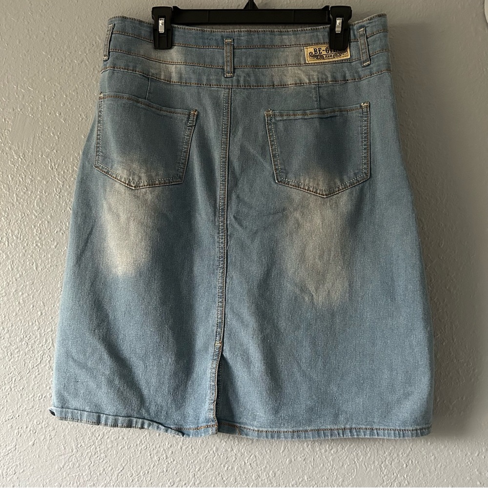 Be Girl Light Wash Midi Denim Skirt - Picture 3 of 6